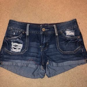 Ripped jean shorts